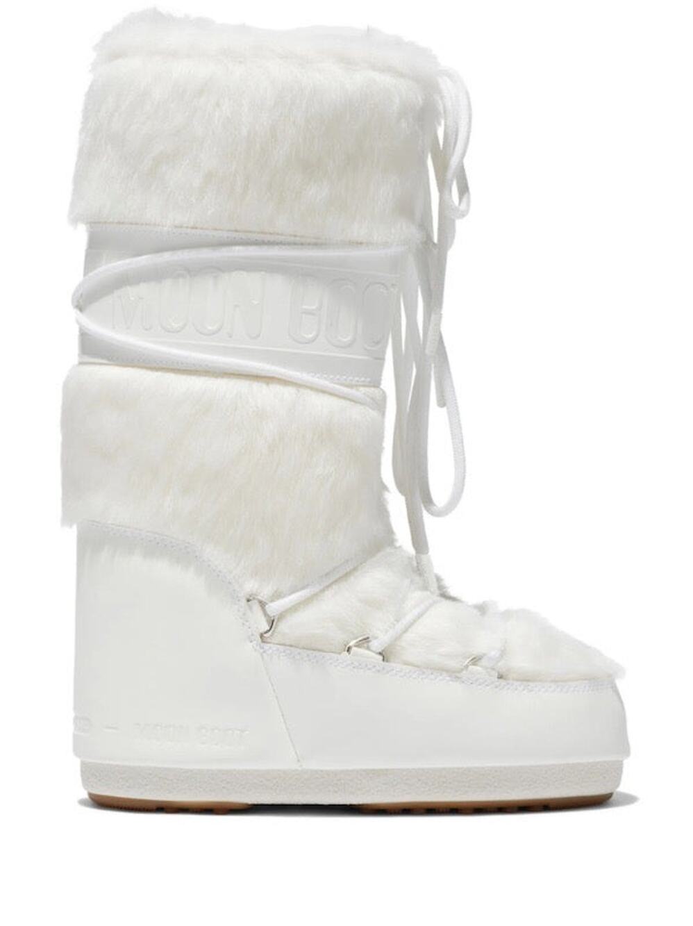 Moon Boot Classic Faux Fur Boots in White - 8